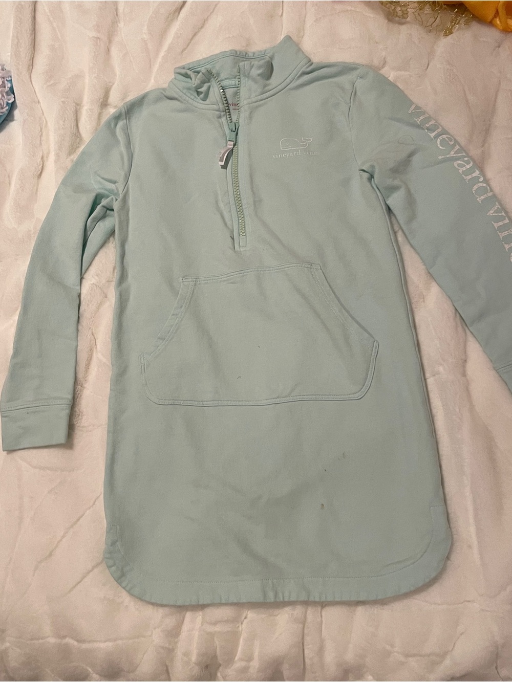 Vineyard Vines Kids Light Aqua Quarter-Zip Tunic Pullover- Small 7/8